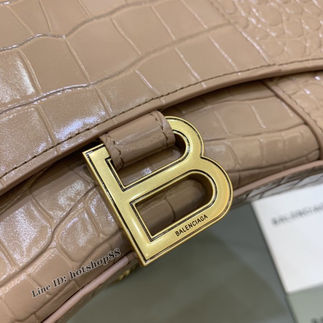 Balenciaga專櫃爆款鱷魚紋鏈條包女士肩背包 巴黎世家沙漏鏈條斜挎包 fyj1880